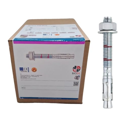 BATIFIX Schwerlastanker verzinkt mit ETA Option 7 Industriequalität Schwerlastdübel Keilanker Bolzenanker Ankerbolzen Ankerschraube Blitzdübel inklusive Mutter und Unterlegscheibe (10, M16 x 280) von BATIFIX