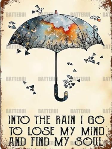 Metall-Blechschild Rainy Day & Umbrella In The Rain I Go To Lose My Mind And Find My Soul Vintage-Stil, Kunst, lustig, Neuheit, Küche, Bar, Club, Garage, Garten, Heimdekoration, Wandkunst, Schilder Metall-Blechschild Rainy Day & Umbrella In The Rain I Go To Lose My Mind And Find My Soul Vintage-Stil, Kunst, lustig, Neuheit, Küche, Bar, Club, Garage, Garten, Heimdekoration, Wandkunst, Schilder von BATTERUI