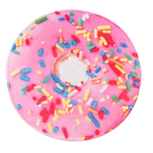 BATTILO Home Rosa Donut Decke für Erwachsene und Kinder, Weiche und Bequeme Flanell Runde Lustige Decke für Bettwäsche, Riesen Essensdecke Geschenke für Krippe, Sofa, Outdoor (Rosa Donut, 120 cm) von BATTILO HOME