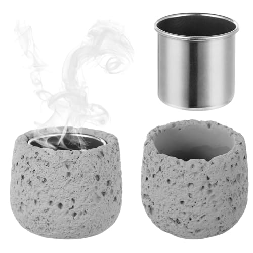 2 x Sauna-Aromatherapie-Steinbecher, runde Aromatherapie-Ölhalter mit 2 Edelstahl-Diffusor-Tassen, Aroma-Duft, ätherisches Öl, Sauna-Zubehör für Spa von BATTIPAW