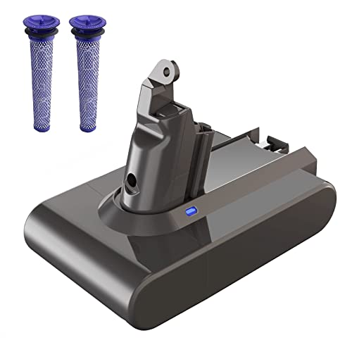 6000mAh Akku für Dyson V6 Ersatzakku für DC62 DC58 DC59 DC61 DC72 DC74 SV03 SV05 SV06 SV07 SV09 Staubsauger Batterie 6.0Ah mit 2 Filtern von BATTOOL