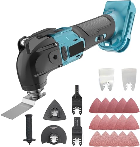 Kabelloses Oszillations-Multitool für 18 V Akku (ohne Akku). Bürstenloses Oszillationswerkzeug-Set mit 6 variablen Geschwindigkeiten mit 23 Zubehörteilen von BATTOOL