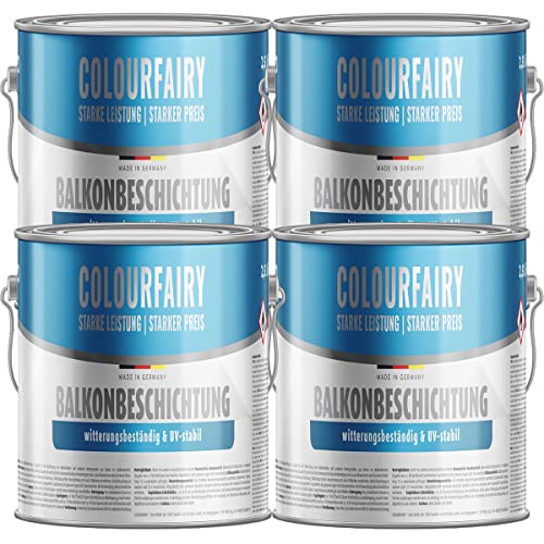 BAU DISCOUNT Colourfairy Balkonbeschichtung Anthrazitgrau RAL7016 4x2,5 Liter Ohne Spezialverdünner 896 1l von BAU DISCOUNT