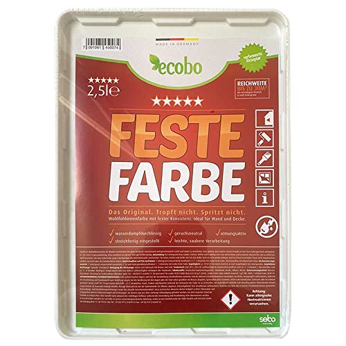 BAU DISCOUNT Ecobo Feste Farbe weiss seidenmatt 7,5l (3 x 2,5l) Wohnraumfarbe Wandfarbe Innenraumfarbe Weiß von BAU DISCOUNT