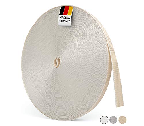 BAUHELD® 50m Rolladengurt 14mm 18mm 20mm 23mm [Made in Germany] Für Rolläden an Türen & Fenster geeignet [Hohe Reißfestigkeit und UV-Stabilität] Rolladen-Gurtband Grau Weiß Beige Braun von BAUHELD