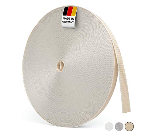 BAUHELD® 50m Rolladengurt 14mm 18mm 20mm 23mm [Made in Germany] Für Rolläden an Türen & Fenster geeignet [Hohe Reißfestigkeit und UV-Stabilität] Rolladen-Gurtband Grau Weiß Beige Braun von BAUHELD