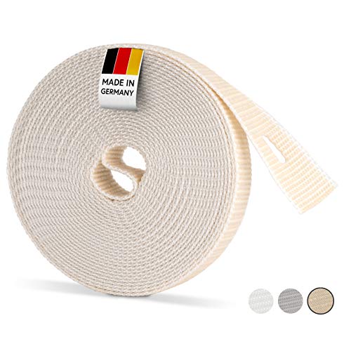 BAUHELD® 6m Rolladengurt 14mm Beige [Made in Germany] - Für Rolläden an Türen und Fenster [Hohe Reißfestigkeit und UV-Stabilität] - Rolladen-Gurtband passend auf Gurtwickler Aufputz Mini von BAUHELD