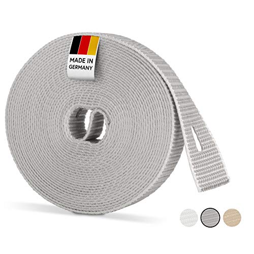 BAUHELD® 6m Rolladengurt 23mm Grau [Made in Germany] - Für Rolläden an Türen und Fenster [Hohe Reißfestigkeit und UV-Stabilität] - Rolladen-Gurtband passend auf Gurtwickler Aufputz Maxi von BAUHELD