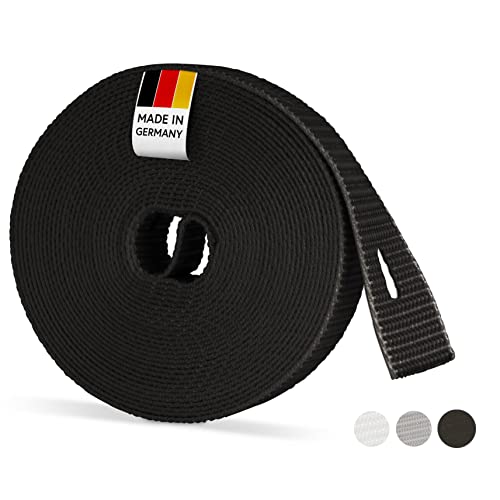 BAUHELD® 6m Rolladengurt 14mm Schwarz [Made in Germany] - Für Rolläden an Türen und Fenster [Hohe Reißfestigkeit und UV-Stabilität] - Rolladen-Gurtband passend auf Gurtwickler Aufputz Mini von BAUHELD