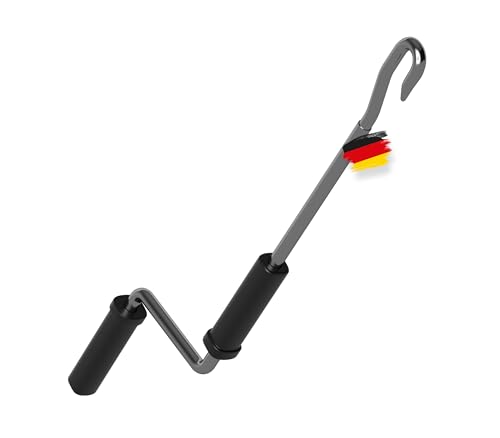 BAUHELD® Markisenkurbel mit Fleischer-Haken [Made in Germany] - Markisenstange aus verzinktem Stahl [100cm] - Hochfester Handgriff aus Kunststoff - Kompatibel mit ovalen Markisen-Ösen - Metall von BAUHELD
