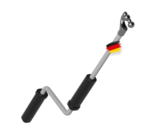 BAUHELD® Markisenkurbel mit Kugel-Haken [Made in Germany] - Markisenstange mit Pulverbeschichtung [140cm] - Hochfester Handgriff aus Kunststoff - Kompatibel mit runden Markisen-Ösen - RAL 7035 von BAUHELD