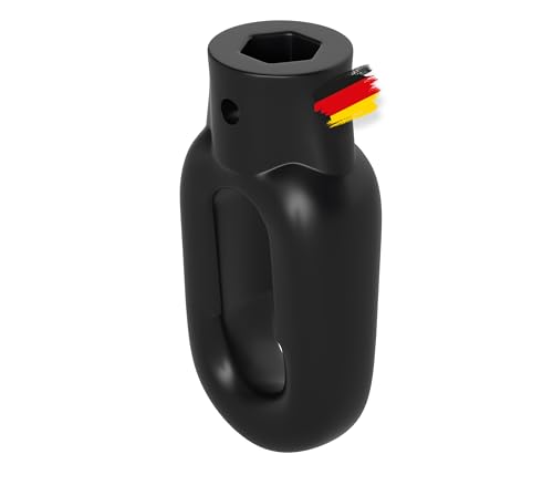 BAUHELD® Markisenöse Kunststoff [Made in Germany] - Halterung für Markisen-Kurbel mit Fleischer-Haken [Oval] - Kurbel-Öse in Schwarz - RAL9005 - Bohrung 10mm - Querbohrung 4mm - Höhe 65mm von BAUHELD