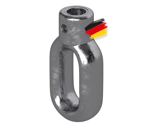 BAUHELD® Markisenöse Metall [Made in Germany] - Halterung für Markisen-Kurbel mit Fleischer-Haken [Oval] - Kurbel-Öse aus hochwertigem Zinkdruckguss - Bohrung 16mm - Querbohrung 4mm - Höhe 80mm von BAUHELD