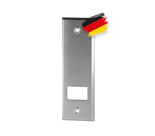BAUHELD® Rolladengurt Abdeckung Metall - 105mm Lochabstand [1 Stück] - Maxi Unterputz Gurtwickler-Blende Feinblech [Made in Germany] - Rolladen Abdeckplatte für Rollladengurt 23mm - Chrom von BAUHELD