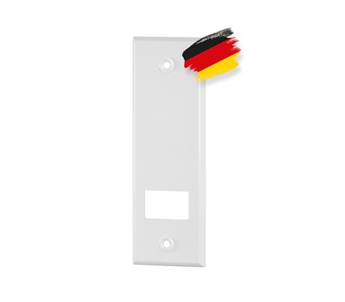 BAUHELD® Rolladengurt Abdeckung Metall - 185mm Lochabstand [1 Stück] - Maxi Unterputz Gurtwickler-Blende Beschichtet [Made in Germany] - Rolladen Abdeckplatte für Rollladengurt 23mm - Weiß von BAUHELD