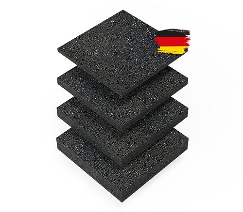 BAUHELD® Terrassenpads 90x90x 10mm [30 Stück] Stabile Bautenschutz-Matte aus Gummi-Granulat [Made in Germany] Als Unterleg-Platten für Terrassen-Fliesen, WPC Terrassen-Dielen, Stelzlager, Balkon von BAUHELD