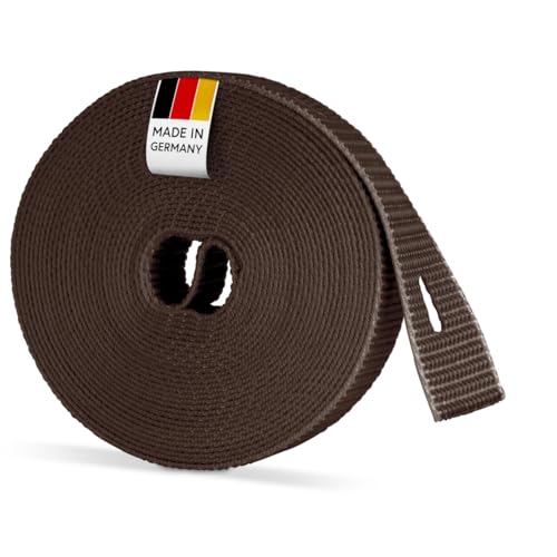 BAUHELD 6m Rolladengurt 14mm Braun [Made in Germany] - Für Rolläden an Türen und Fenster [Hohe Reißfestigkeit und UV-Stabilität] - Rolladen-Gurtband passend auf Gurtwickler Aufputz Mini von BAUHELD