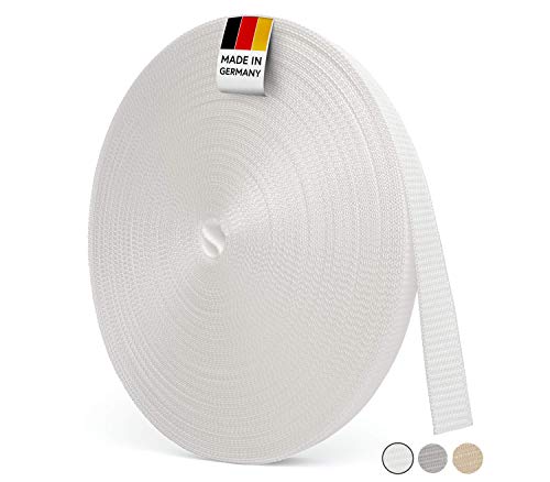 BAUHELD® 50m Rolladengurt 14mm 18mm 20mm 23mm [Made in Germany] Für Rolläden an Türen & Fenster geeignet [Hohe Reißfestigkeit und UV-Stabilität] Rolladen-Gurtband Grau Weiß Beige Braun von BAUHELD