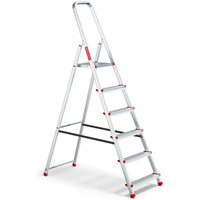 Einfache faltbare Haushaltsleiter aus Aluminium mit 6 Stufen, maximale Tragfähigkeit 125 kg. Einfache faltbare Haushaltsleiter aus Aluminium mit 6 Stufen, maximale Tragfähigkeit 125 kg. von BAULICH