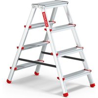 HOME Leiter 2x4 aus Aluminium, doppelseitig, 4 Stufen, 125 kg Tragfähigkeit von BAULICH