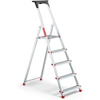 Haushaltsleiter aus Aluminium mit Plattform, 5 Stufen, 150 kg von BAULICH