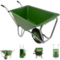 1-Rad Schubkarre xl 200 l 300 kg Luftrad Hofkarre Futterkarre grün Metallfelge von BAUMARKTPLUS