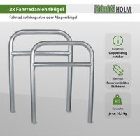 Baumarktplus - 2 x Fahrradanlehnbügel 78 x 115 cm Stahl feuerverzinkt ø 60 mm grau Einbetonieren Fahrradständer Parker Typ h von BAUMARKTPLUS