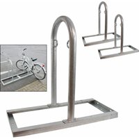 2 x Fahrradanlehnbügel 90 x 84 cm Stahl feuerverzinkt Ø 49 mm grau freistehend Fahrradständer Parker Typ U von BAUMARKTPLUS