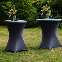 Baumarktplus - 2er Set Stehtischhusse Stretch grau Partytisch Bistrotisch 80cm von BAUMARKTPLUS