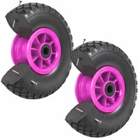 Baumarktplus - 2x Sackkarrenrad Vollgummi 260x85 mm 3.00-4 pu Sackkarre Ersatzrad Rad Reifen 75mm Achsenlager pink von BAUMARKTPLUS
