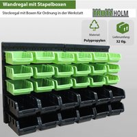 32tlg Stapelboxen mit Wandregal Set für Werkstatt Lager Schraubenbox Schütten zum Beschriften 32tlg Stapelboxen mit Wandregal Set für Werkstatt Lager Schraubenbox Schütten zum Beschriften von BAUMARKTPLUS
