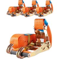 Baumarktplus - 4x Profi Ratschen Spanngurt Spanngurte Zurrgurt 2-tlg 6m 4t 4to 4000kg tüv/gs orange von BAUMARKTPLUS