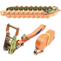 Baumarktplus - 10x Profi Ratschen Spanngurt Spanngurte Zurrgurt 2-tlg 5m 1,5to 1500kg tüv/gs orange von BAUMARKTPLUS