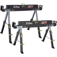 2x Sägebock 2.0 deluxe 9-fach höhenverstellbar Stahl bis 1300 kg Klappbock Arbeitsbock Werkbock von BAUMARKTPLUS