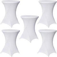 Baumarktplus - 5er Set Stehtischhusse Stretch weiß ø 80 cm Tischhusse von BAUMARKTPLUS