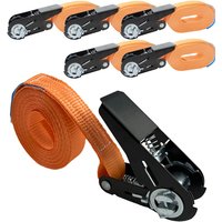 Baumarktplus - 5x Ratschen Spanngurt Spanngurte Orange 1-tlg 4m 0,8t 800kg Schwarzes Schloss von BAUMARKTPLUS