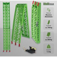 Baumarktplus - trutzholm 1 x Auffahrrampe klappbar 228cm Traglast 340 kg Alu grün gelocht Motorradrampe Verladerampe - grün von BAUMARKTPLUS