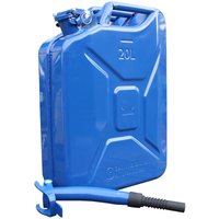 Metallkanister 20l Benzinkanister + Ausgießer flexibel + Halter dunkelblau Dieselkanister von BAUMARKTPLUS