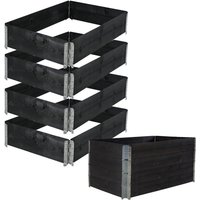 Baumarktplus - Hochbeet 4er Set Palettenrahmen Pflanzbeet 120x80x80 cm aus Holz schwarz Garten Balkon stapelbar von BAUMARKTPLUS