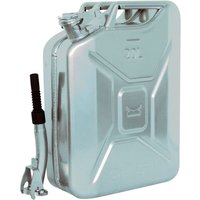 Baumarktplus - Metallkanister silber 20 Liter inkl. Ausgießer + Halter Benzin Diesel von BAUMARKTPLUS