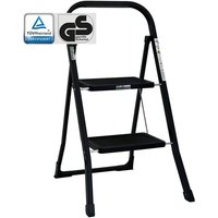 Baumarktplus - Trittleiter 2 Stufen klappbar tüv/gs 150 kg Anti-Rutsch Haushaltsleiter Klapptritt Leiter in schwarz von BAUMARKTPLUS