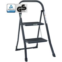 Baumarktplus - Trittleiter 2-stufig klappbar tüv/gs 150 kg Anti-Rutsch Trittflächen Klapptritt Leiter in Anthrazit von BAUMARKTPLUS