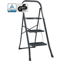 Trittleiter 3-stufig klappbar tüv/gs 150 kg Anti-Rutsch Trittflächen Klapptritt Leiter in Anthrazit von BAUMARKTPLUS