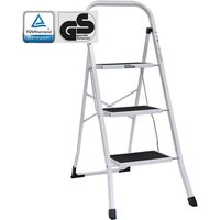 Trittleiter 3-stufig klappbar tüv/gs 150 kg Anti-Rutsch Trittflächen Klapptritt Leiter in weiß von BAUMARKTPLUS