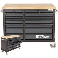 Werkstattwagen deluxe 12 Schubladen unbestückt mit massiver Arbeitsplatte Anthrazit/grau von BAUMARKTPLUS