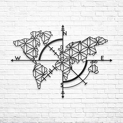 BAUPOR Einzigartiges Design Weltkarte aus Metall Wanddeko Wanddeko Metall 3D Wandskulptur aus Metall Dekoration (96 x 62 cm) von BAUPOR