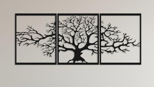 BAUPOR Baum des Lebens aus Metall, Wanddekoration, 3D-Metallskulptur, für Haus, Büro, Schlafzimmer, Wohnzimmer, Außendekoration, großes 3er-Set, Schwarz, 144 x 60 cm BAUPOR Baum des Lebens aus Metall, Wanddekoration, 3D-Metallskulptur, für Haus, Büro, Schlafzimmer, Wohnzimmer, Außendekoration, großes 3er-Set, Schwarz, 144 x 60 cm von BAUPOR