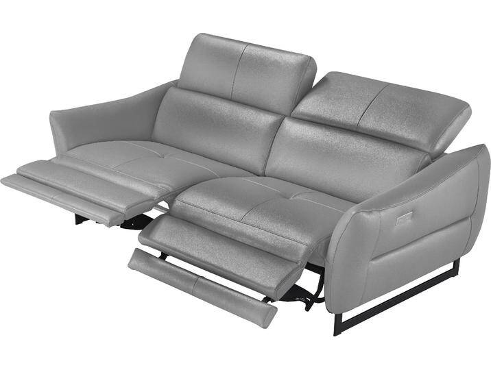 2,5-Sitzer EGOITALIANO Dafne, elegantes Designsofa mit hohem Sitzkomfort , grau (stone), B:208cm H:97cm T:108cm, Leder u00bbBULLu00ab (echtes Rindsleder). Geschliffenes, pigmentiertes und behandeltes Rindsleder mit einer Dicke von 1, 3-1, 5 mm. Dieses Leder zeigt eine ziemlich weiche Hand mit einem halb undurchsichtigen Aussehen. Es handelt sich um ein geschütztes Leder. Eine leichte Deckschicht schützt sie vor Flecken, ohne ihre ursprünglichen Eigenschaften zu verändern. Die geschützten Leder kombinieren die Vorteile von Natürlichkeit und Weichheit mit einer guten Beständigkeit gegen Verschleiß und Ausbleichen. Das Vorhandensein der charakteristischen Zeichen, die das Leben des Tieres bestimmen, wie Narben, Körnungsunterschiede, Falten, Adern, Disharmonien in Farbtönen, beweisen ihre absolute Echtheit und großen Wert., Sofas, wahlw. mit elektrischer Relaxfunktion, Kopfteile manuell verstellbar von BAUR
