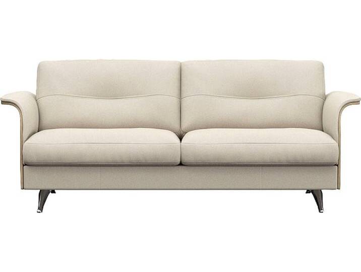 2,5-Sitzer FLEXLUX Glow Sofa, Couch , weiß (warm weiß), B:191cm H:81cm T:91cm, 100% Echteder, Sofas, Premium-Sitz: Kaltschaum & Federkern, Arml. geölte Eiche, Fuß Alu von BAUR