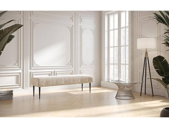 2,5-Sitzer PLACES OF STYLE Amber , beige (creme), B:139cm H:52cm T:54cm, 90% Polyester, 10% Polyamid, Sofas, mit Knopfheftung,in verschieden Stoffarten von BAUR